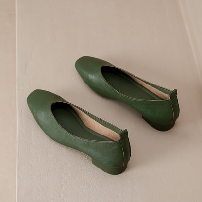 Zapatos de piel de res con tacón medio para mujer