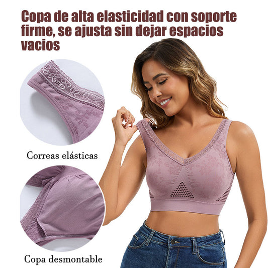 Sujetador ligero de tela perforada y fresca