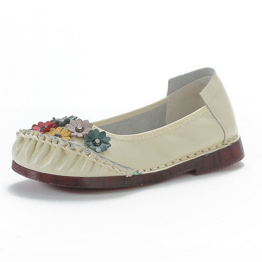 Zapatos de piel – punta redonda, suela flexible, mujer