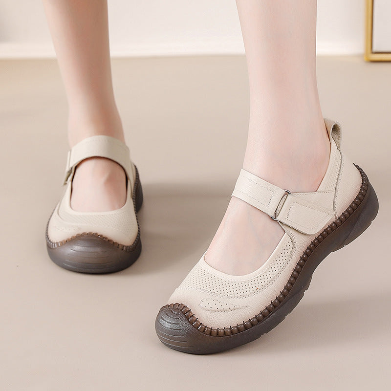 Zapatos de piel genuina cosidos a mano para mujer