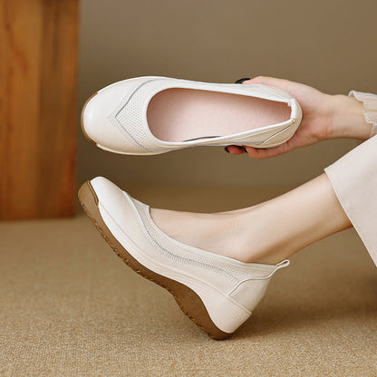 Zapatos de cuero con suela gruesa y punta redonda
