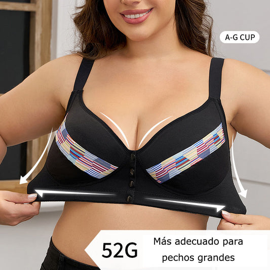 🔥Compre 1 y llévese 2 paquetes:Sujetador con botones delanteros estampados y sin aros