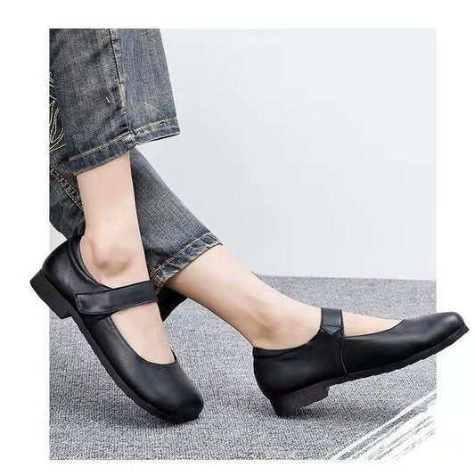 2025 zapatos de cuero para mujeres primavera y otoño nuevos zapatos para madres piel blanda zapatos individuales suelas suaves y cómodas zapatos para mujeres