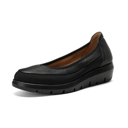 Zapatos de piel suave con punta redonda y plataforma