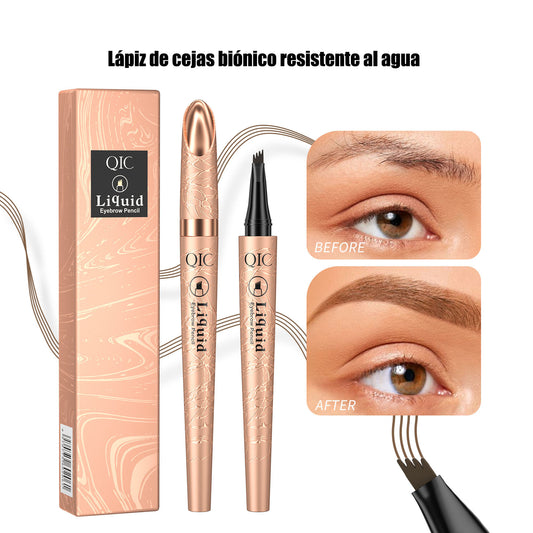 Lápiz de cejas biónico de cuatro cabezales resistente al agua