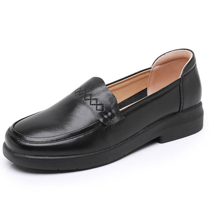 Zapatos de piel de res de primera capa con punta redonda