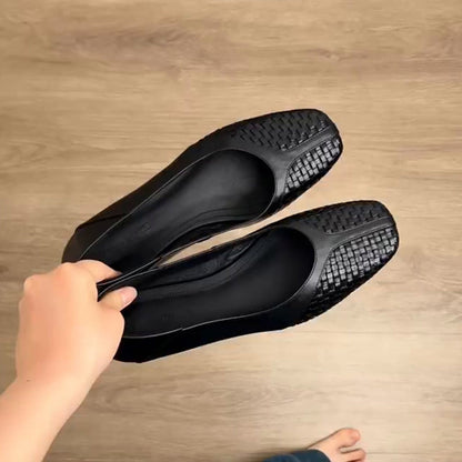 Zapatos de piel de corte bajo con diseño tejido – cómodos y sin cansarte