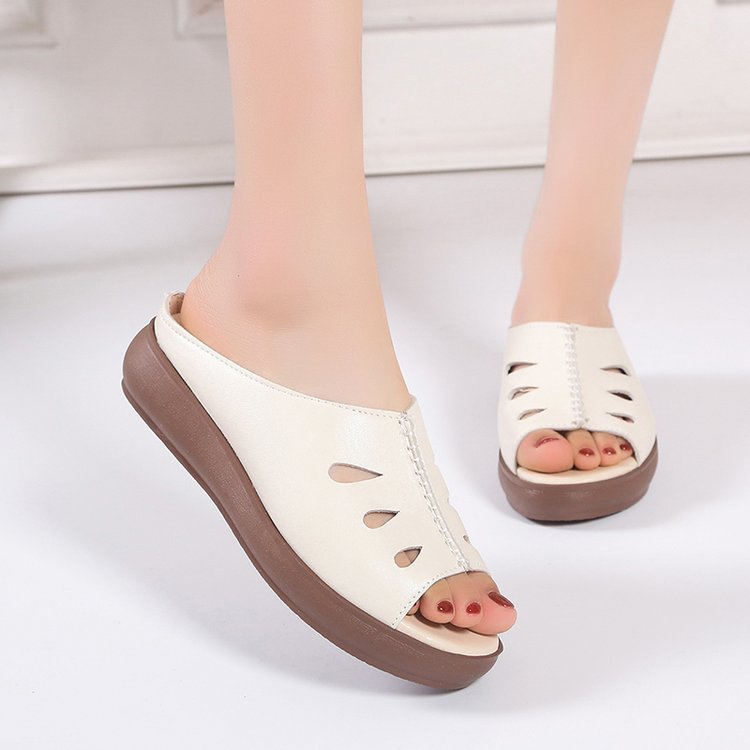 Zapatillas de verano de suela gruesa de piel suave