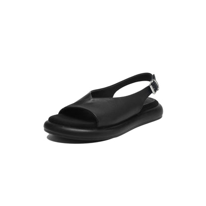 Sandalias planas de piel suave estilo inglés retro