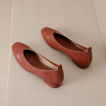 Zapatos de piel de res con tacón medio para mujer