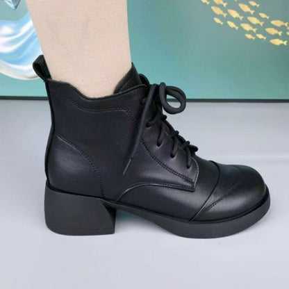 Botines de tacón grueso con cordones para mujer