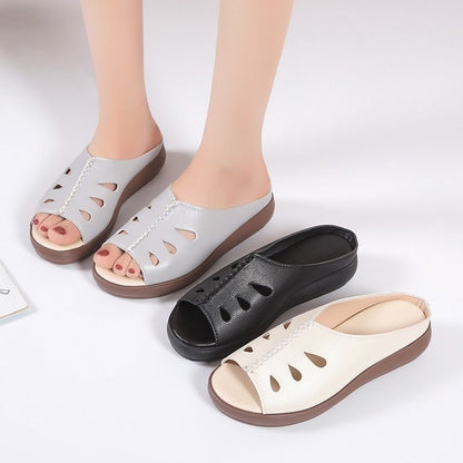 Zapatillas de verano de suela gruesa de piel suave