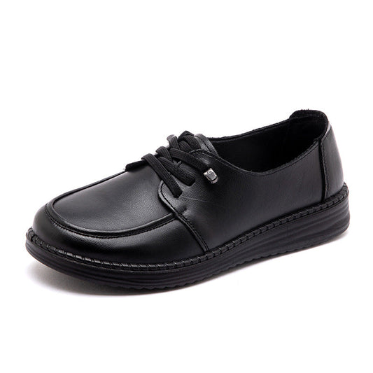 Zapatos para mujer de piel de res de segunda capa con punta redonda