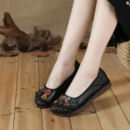 Zapatos de piel – punta redonda, suela flexible, mujer