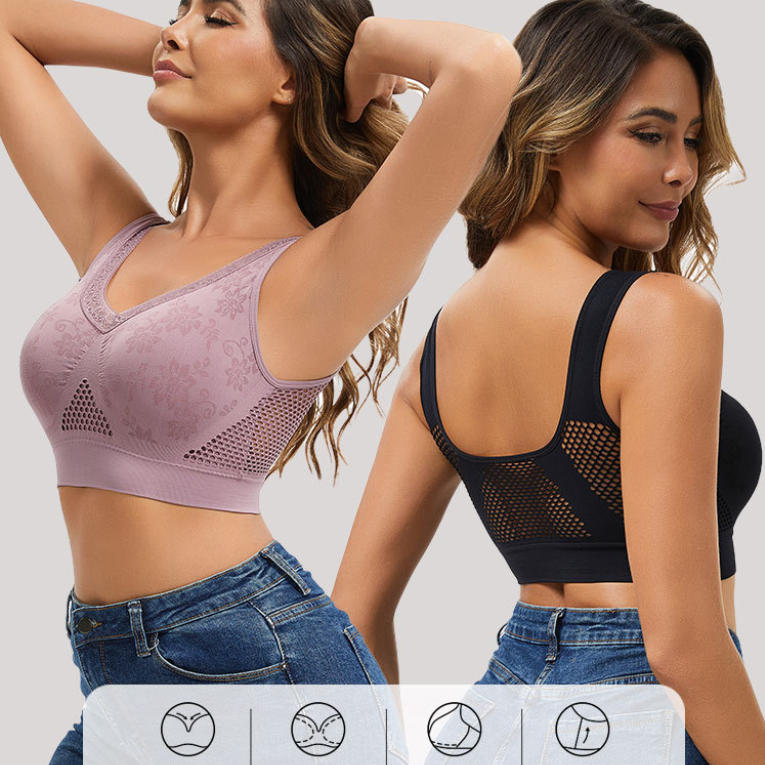 Sujetador ligero de tela perforada y fresca