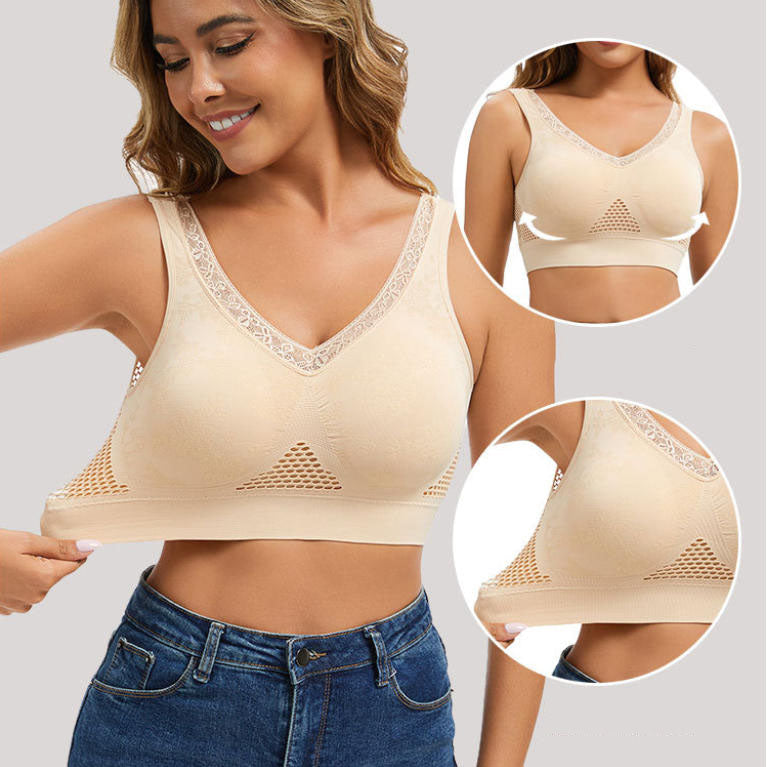 Sujetador ligero de tela perforada y fresca