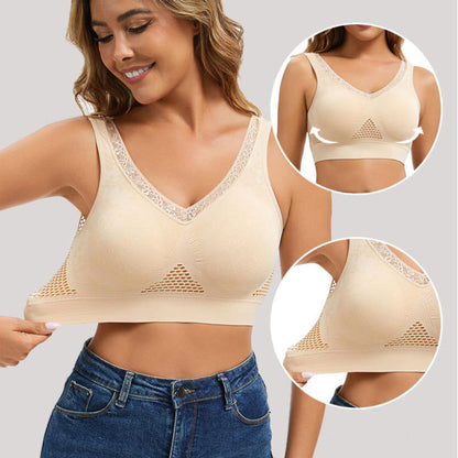 Sujetador ligero de tela perforada y fresca