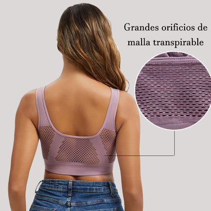 Sujetador ligero de tela perforada y fresca