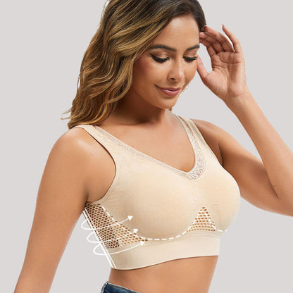 Sujetador ligero de tela perforada y fresca