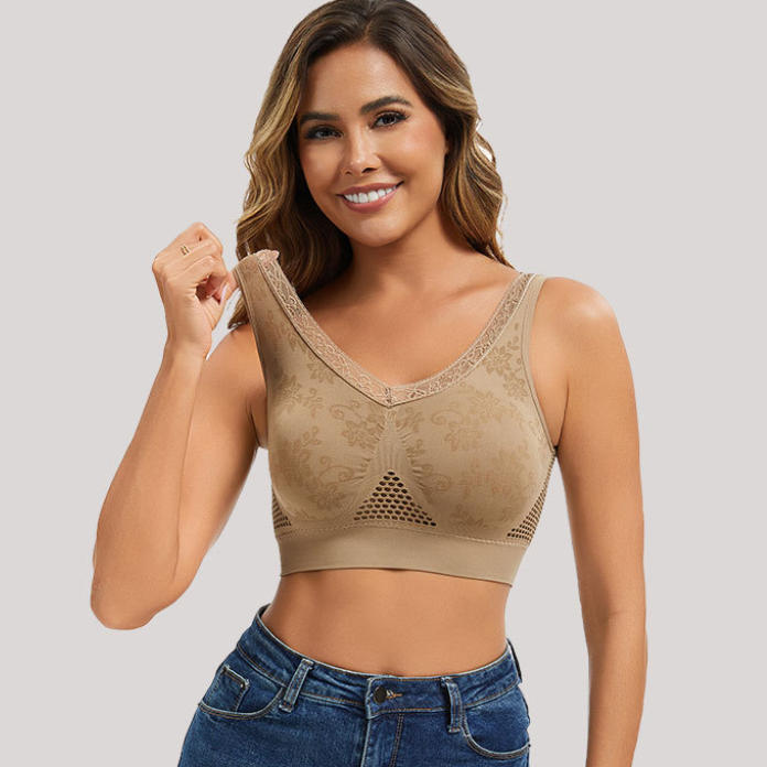 Sujetador ligero de tela perforada y fresca