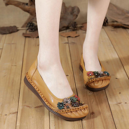 Zapatos de piel – punta redonda, suela flexible, mujer