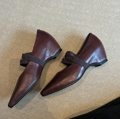 Zapatos de piel estilo ballet con banda elástica