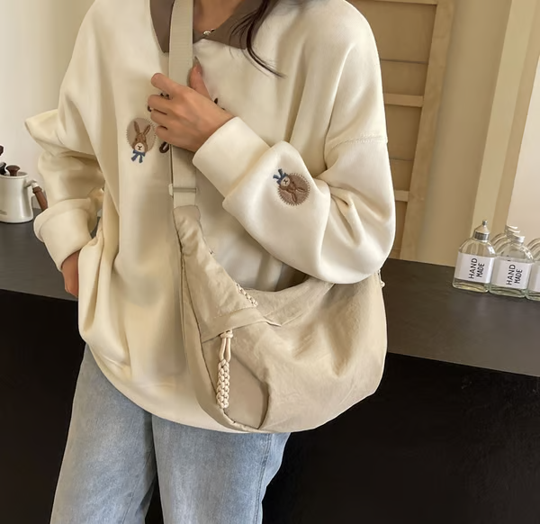 Venta directa de diseñador👜Bolso bandolera hobo de nailon liso para mujer