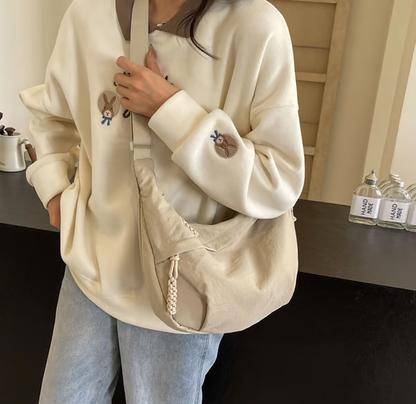 Venta directa de diseñador👜Bolso bandolera hobo de nailon liso para mujer