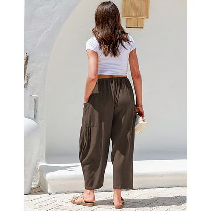 ☀️Pantalones anchos de lino para mujer con bolsillos