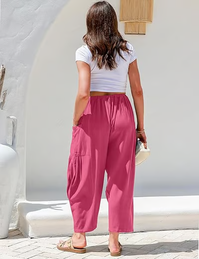 ☀️Pantalones anchos de lino para mujer con bolsillos