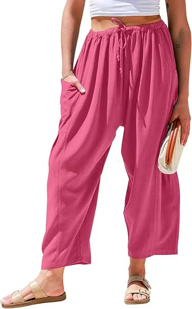 ☀️Pantalones anchos de lino para mujer con bolsillos