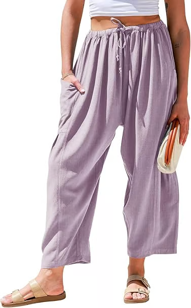 ☀️Pantalones anchos de lino para mujer con bolsillos