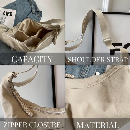 Venta directa de diseñador👜Bolso bandolera hobo de nailon liso para mujer